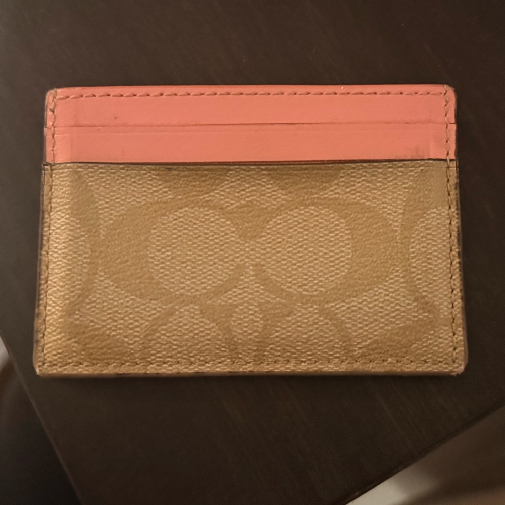 Coach Pink and Tan Card Holder - Picture 2 of 2